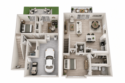 Floor plan for 2 beds, 2.5 baths, 1565 sqft